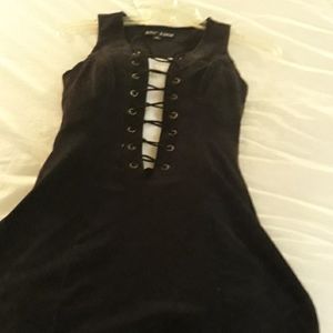 Vintage Betsey Johnson ultra-suede black mini